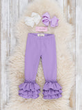 Cotton Bell Ruffle Leggings in Lavender
