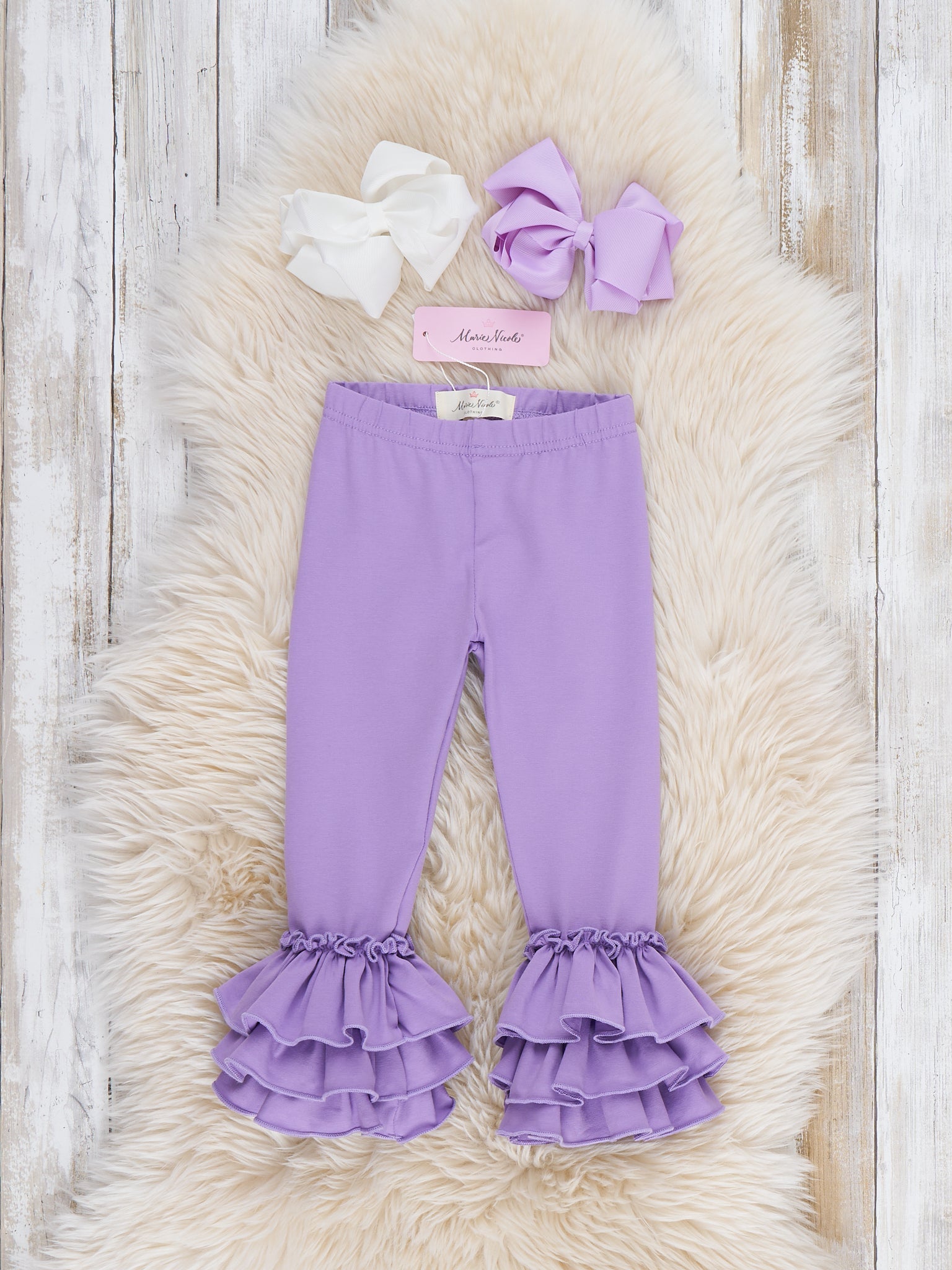 Cotton Bell Ruffle Leggings in Lavender