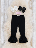Cotton Bell Ruffle Leggings in Classic Black