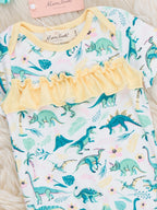 Sweet Jurassic Garden Ruffle Knot Baby Gown