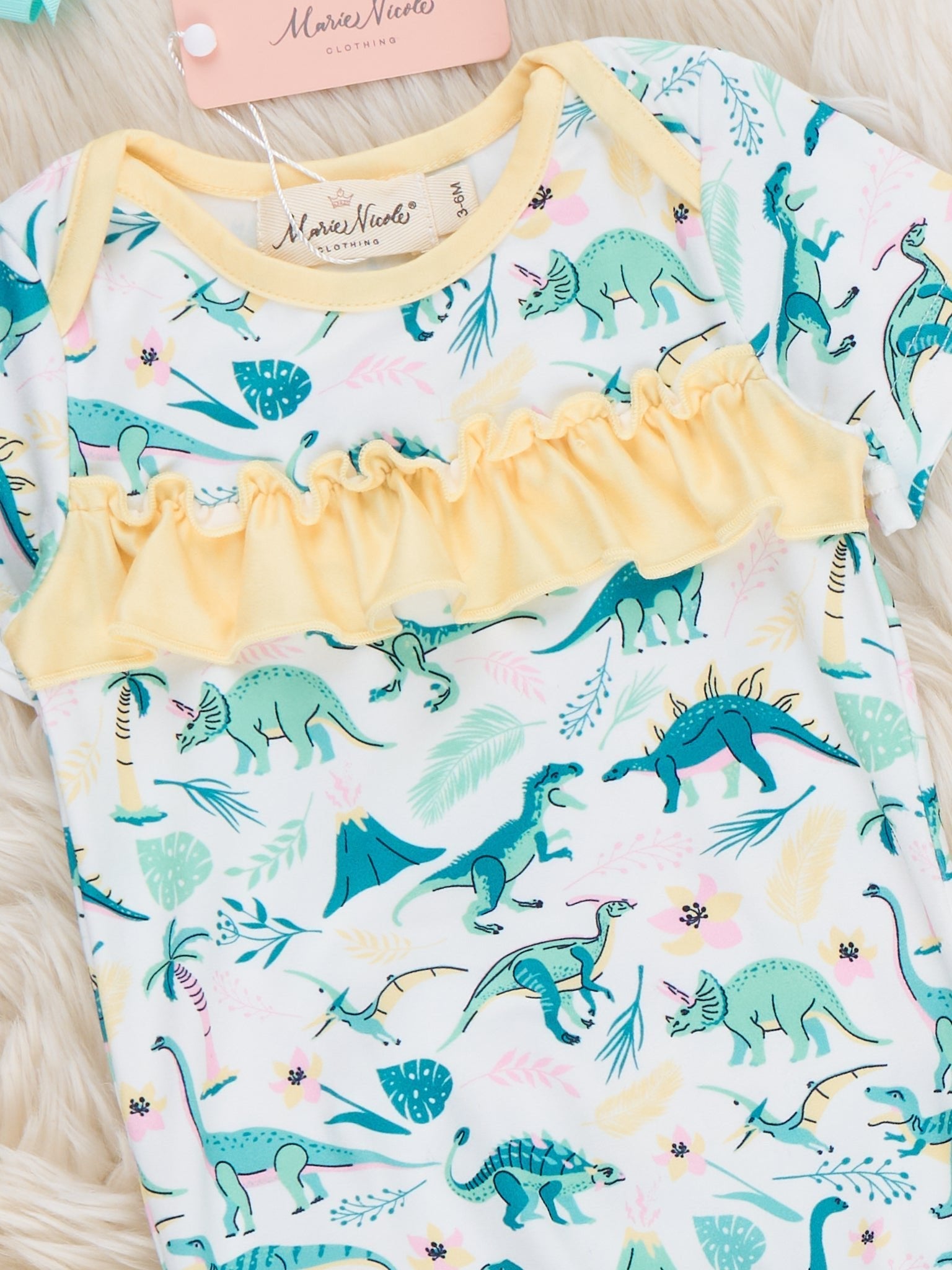 Sweet Jurassic Garden Ruffle Knot Baby Gown