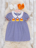 Spooky Treat Striped Dress in Candy Corn