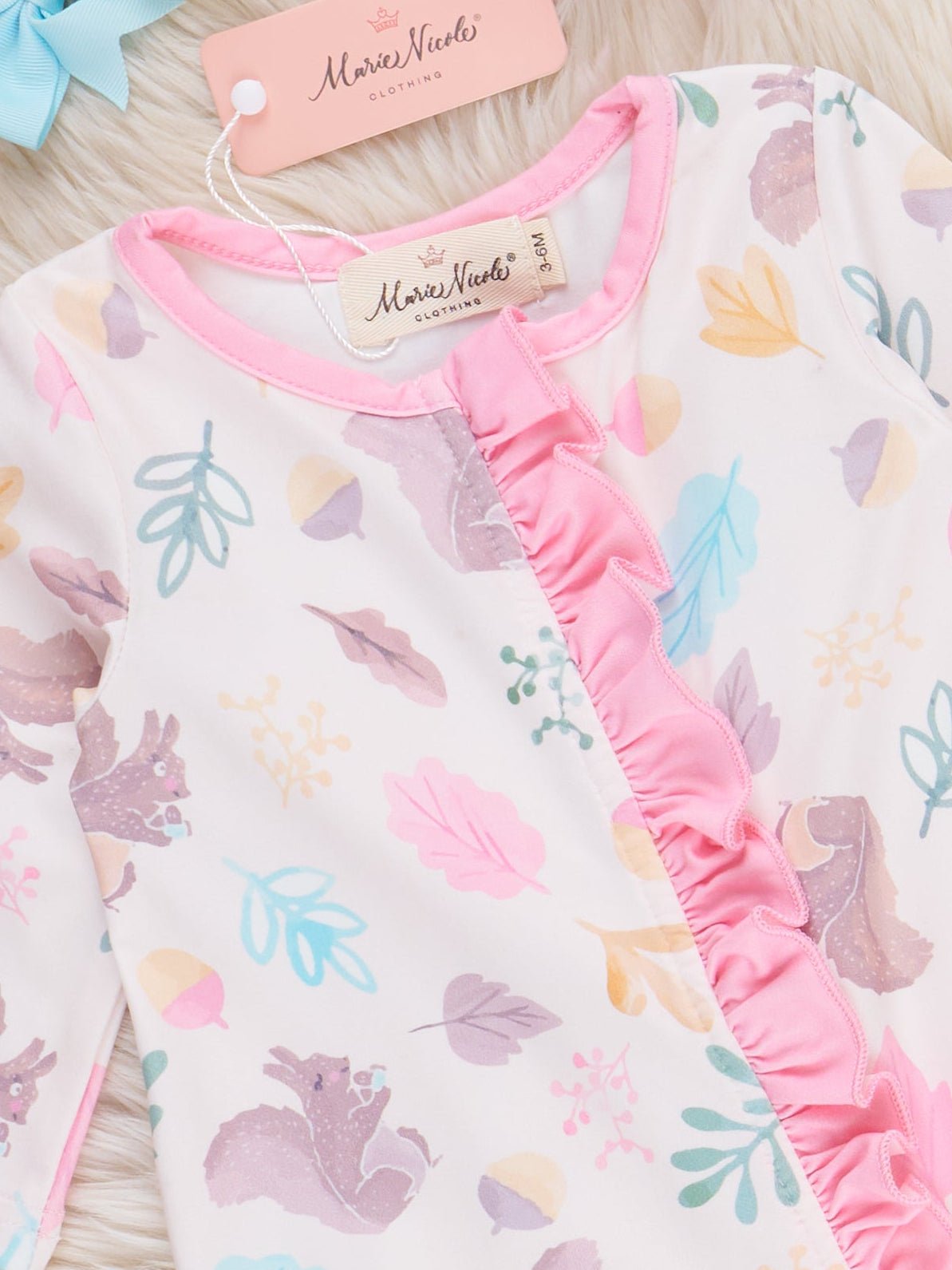 Squirrel Snuggies Footed Zipper Romper Pajamas