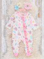 Squirrel Snuggies Footed Zipper Romper Pajamas