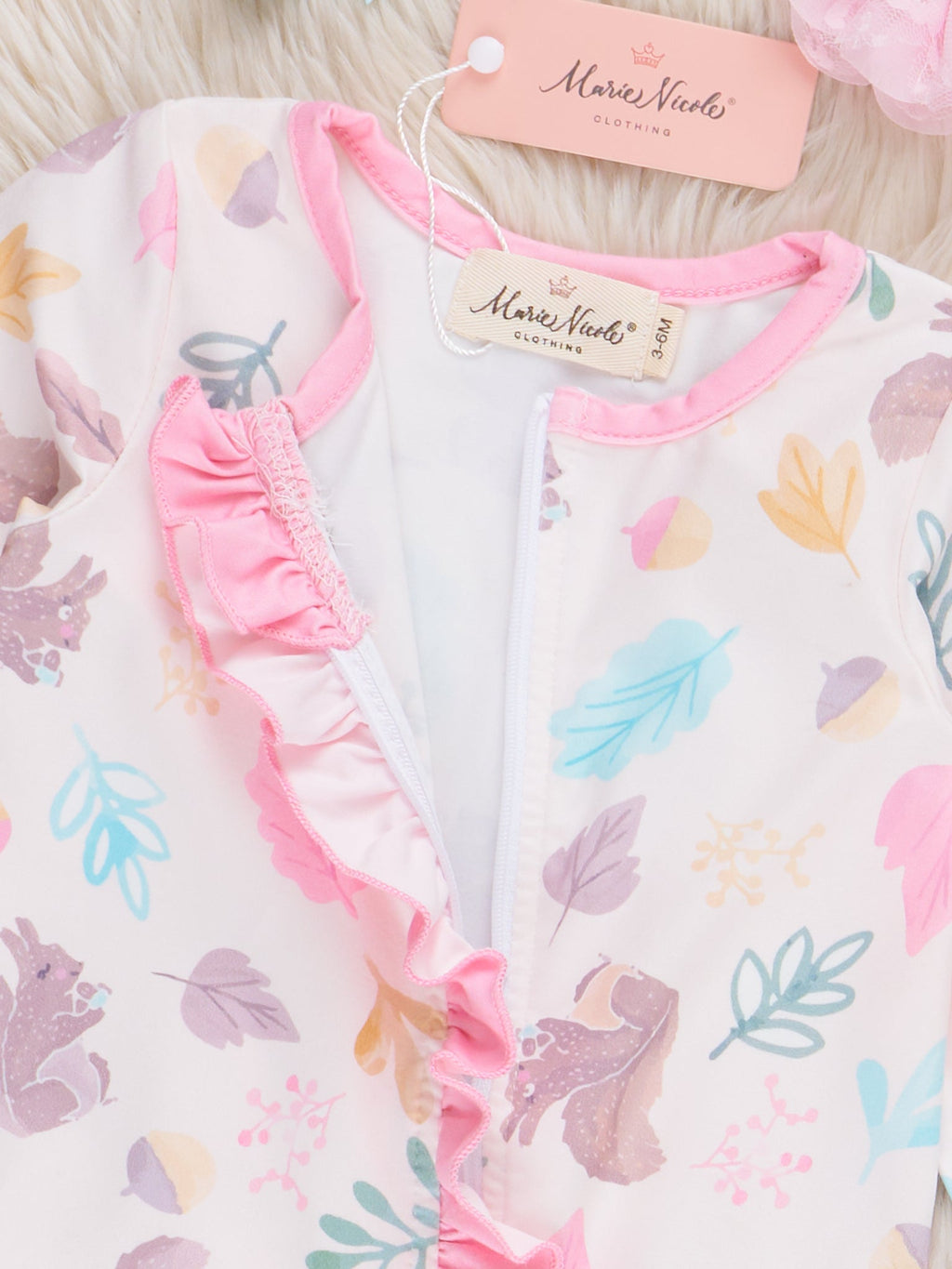 Squirrel Snuggies Footed Zipper Romper Pajamas