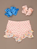 Polka Dot Garden Print Ruffle Hem Shorts