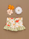 Daisy Janes Striped Ruffle Hem Shorts
