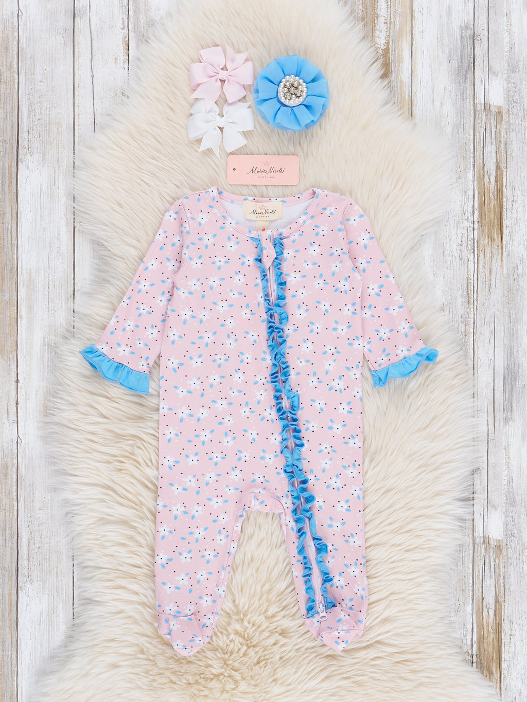 Blushing Blooms Ruffle Footed Sleeper Pajamas