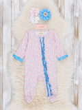 Blushing Blooms Ruffle Footed Sleeper Pajamas