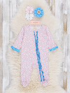 Blushing Blooms Ruffle Footed Sleeper Pajamas