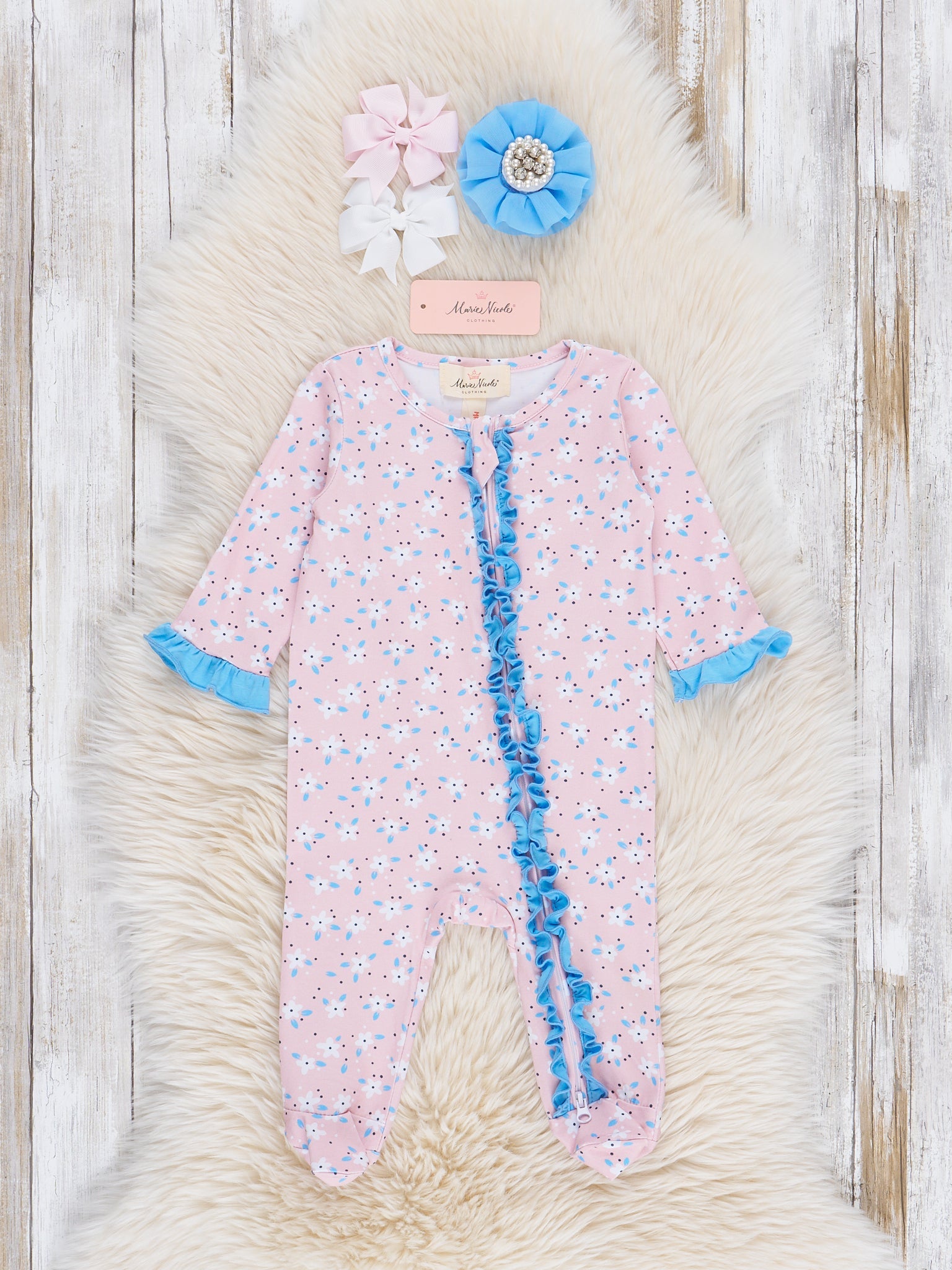 Blushing Blooms Ruffle Footed Sleeper Pajamas