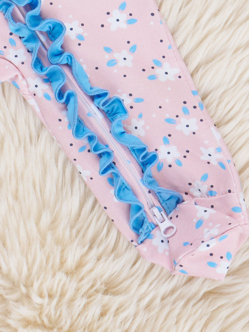 Blushing Blooms Ruffle Footed Sleeper Pajamas