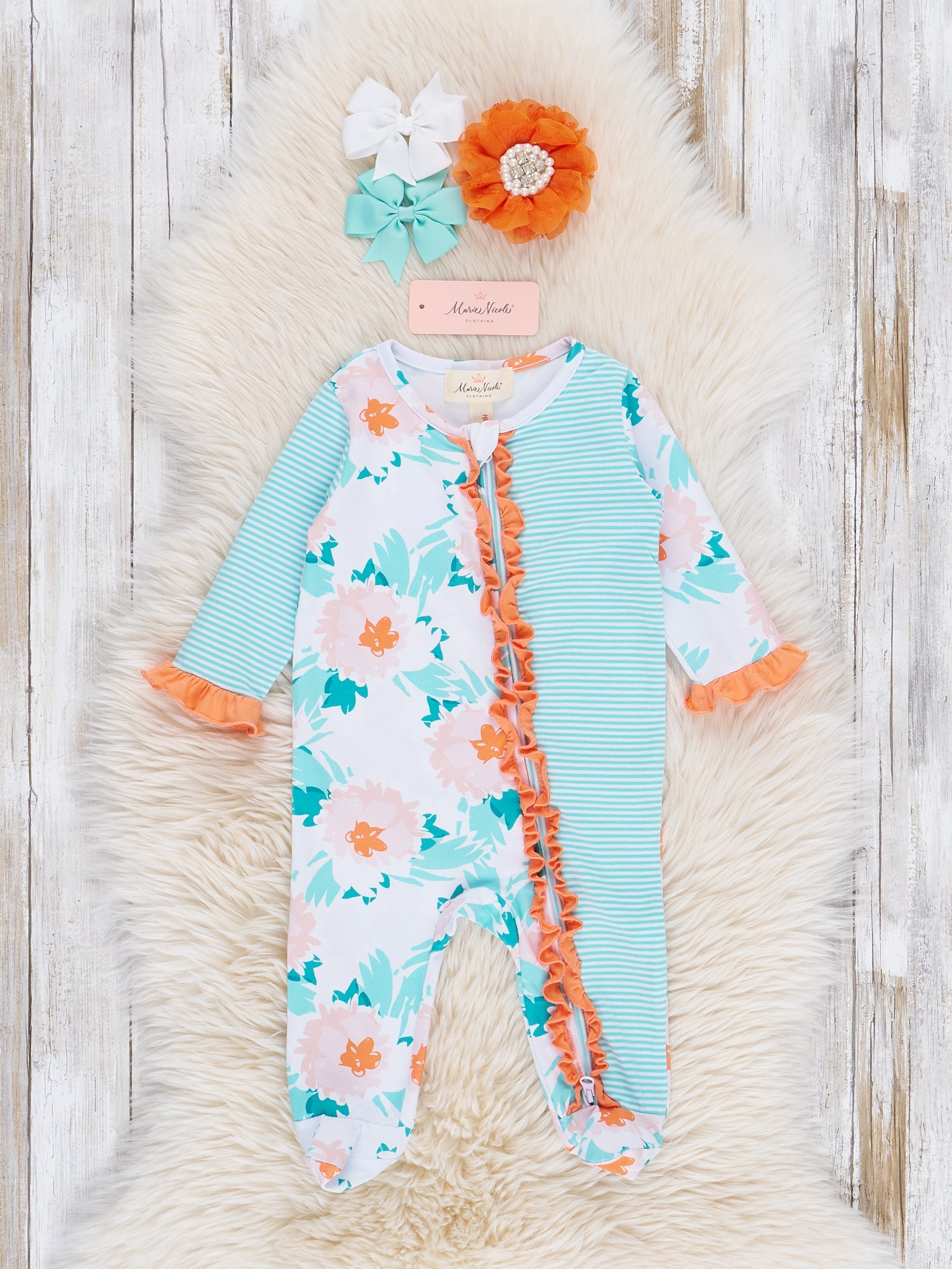 Pretty Petals Ruffle Footed Sleeper Pajamas