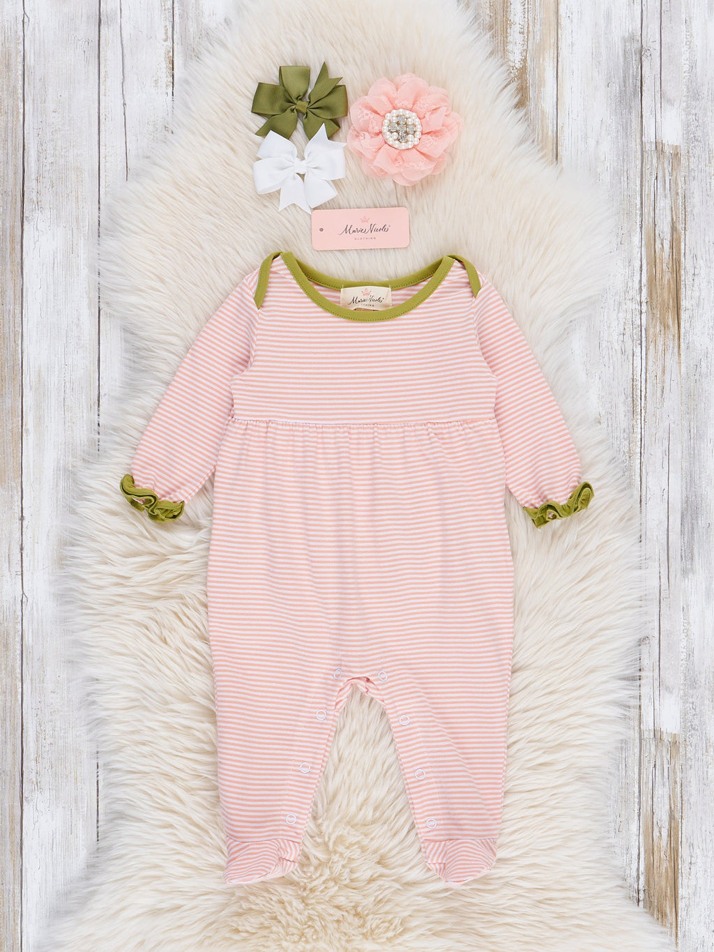 Sherbet Stripes Ruffle Footed Sleeper Pajamas