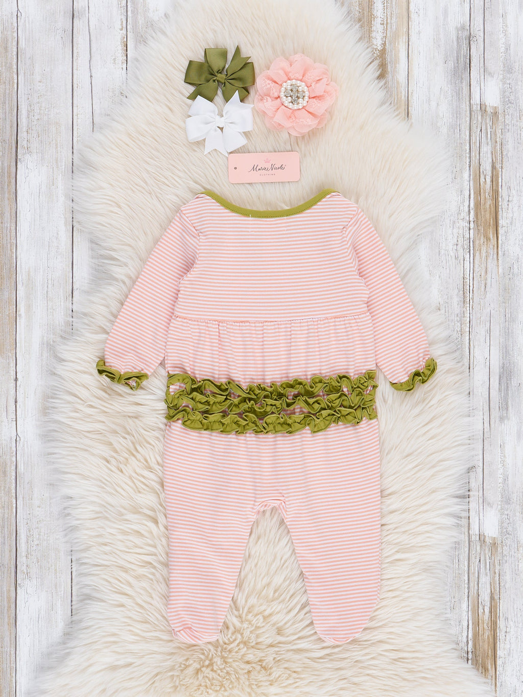 Sherbet Stripes Ruffle Footed Sleeper Pajamas