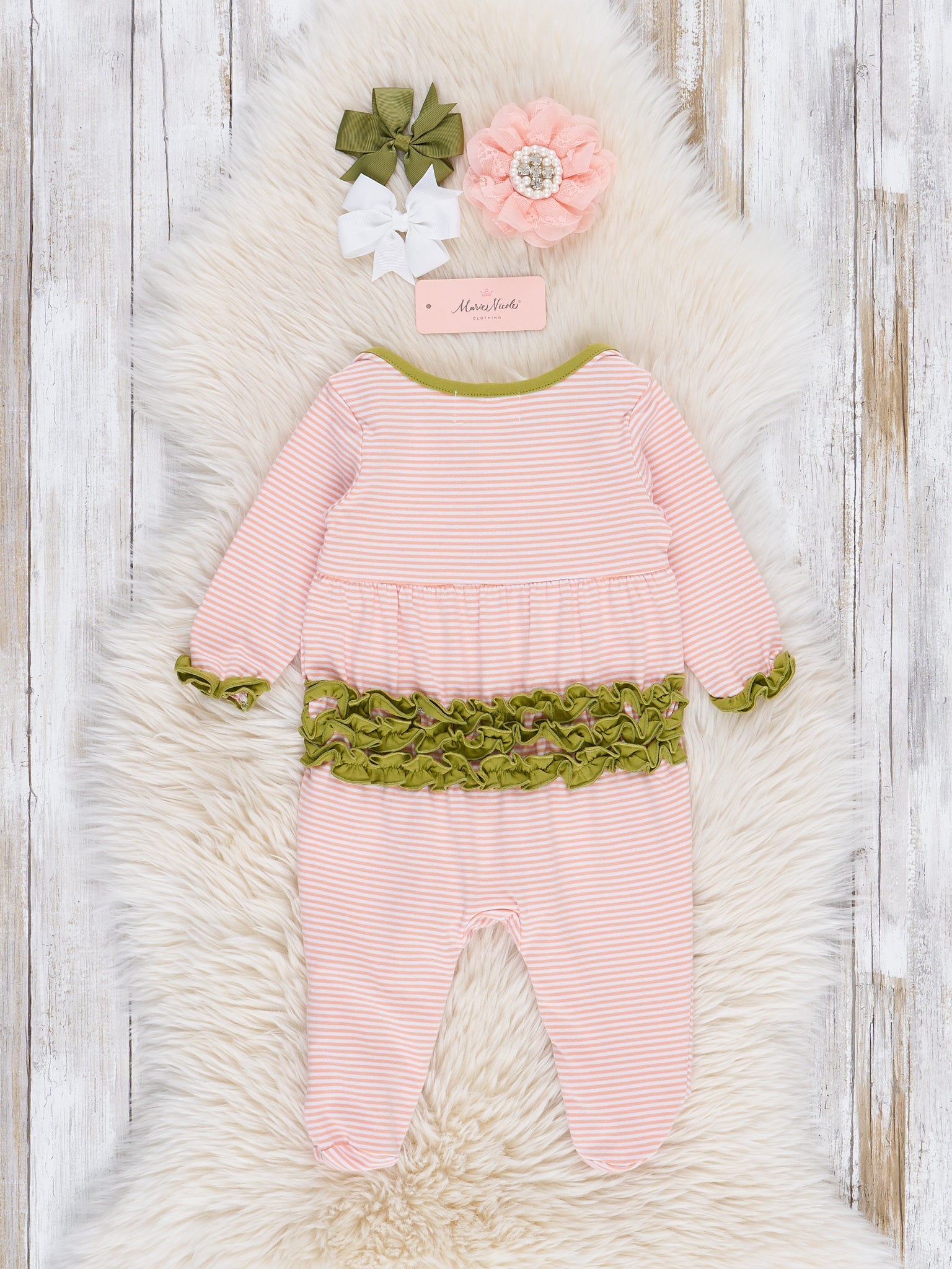 Sherbet Stripes Ruffle Footed Sleeper Pajamas