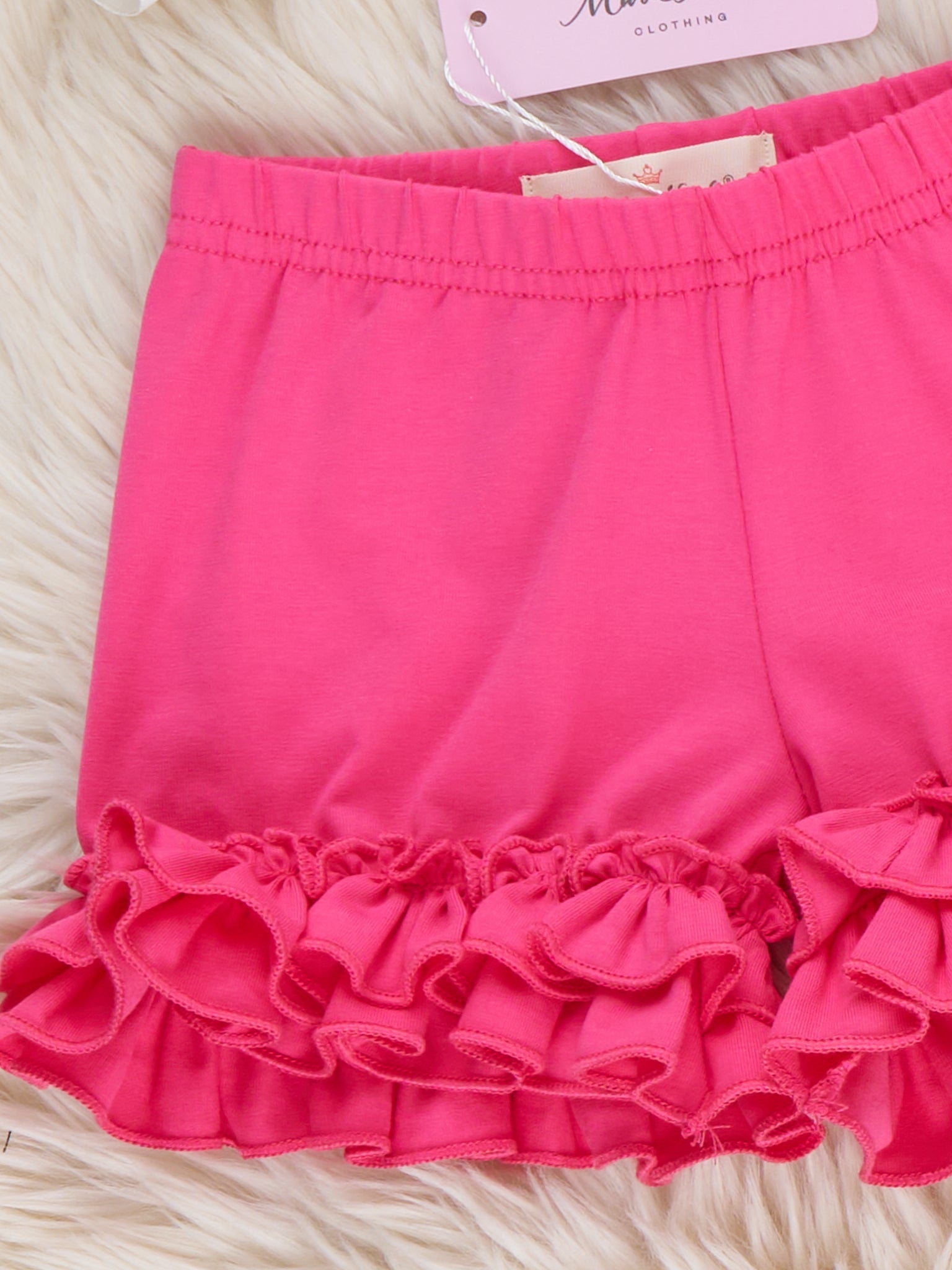 Cotton Ruffle Hem Shorts in Hot Pink
