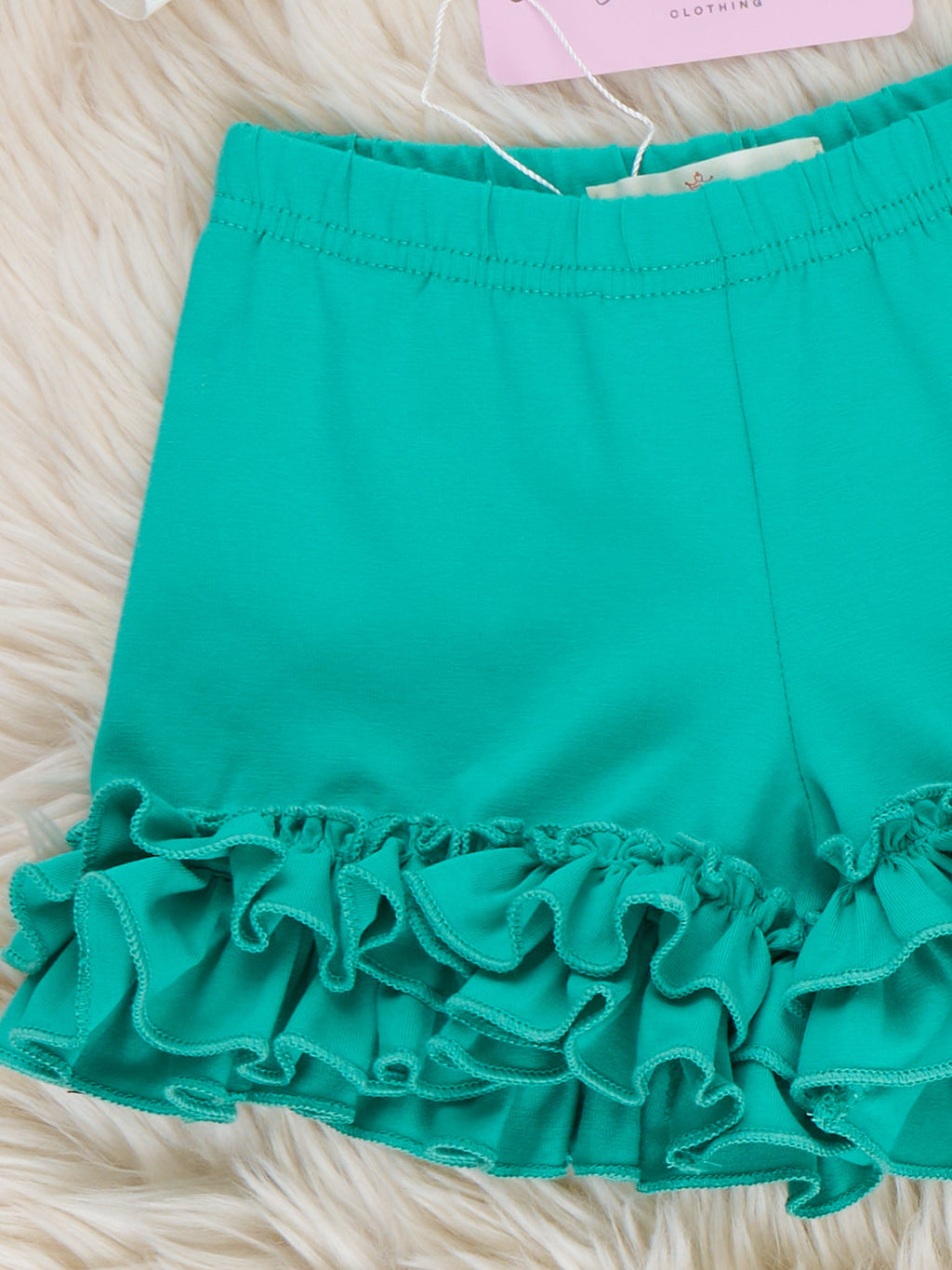 Cotton Ruffle Hem Shorts in Mermaid Color