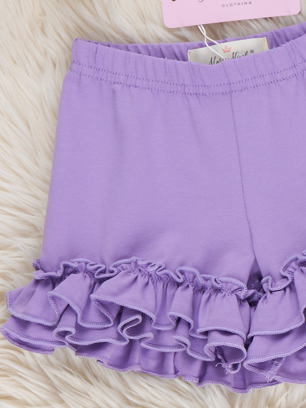 Cotton Ruffle Hem Shorts in Lavender