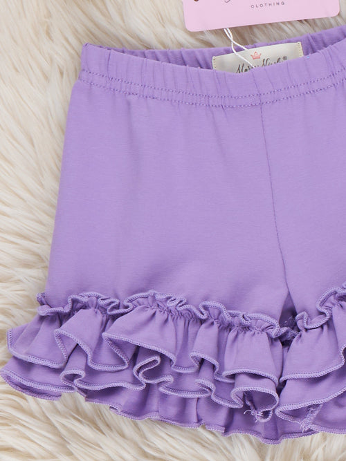 Cotton Ruffle Hem Shorts in Lavender