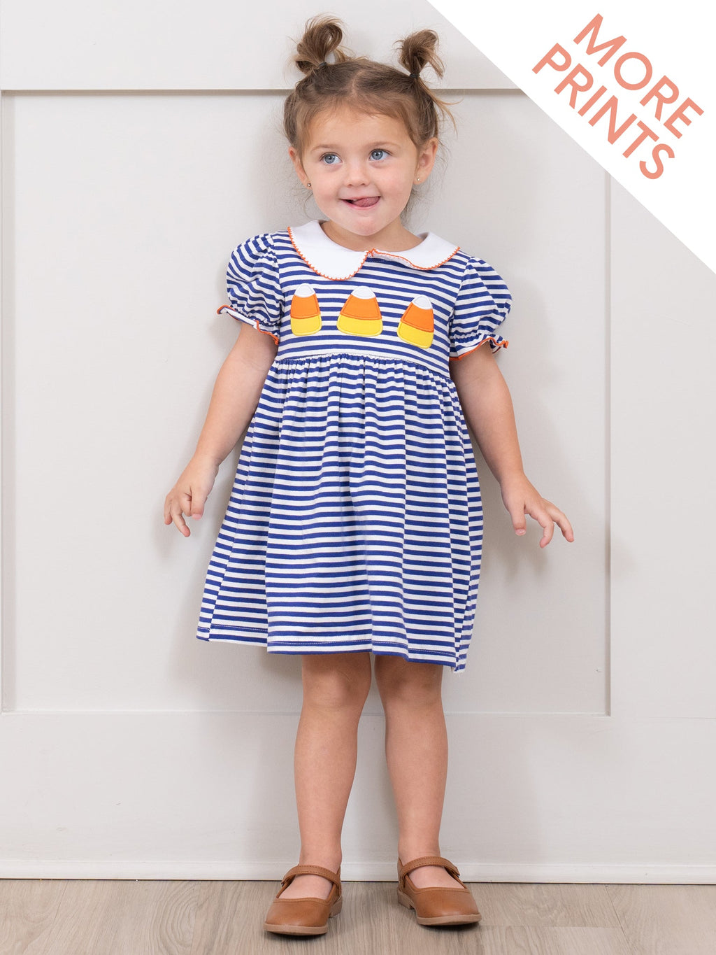 Spooky Treat Striped Dress in Candy Corn