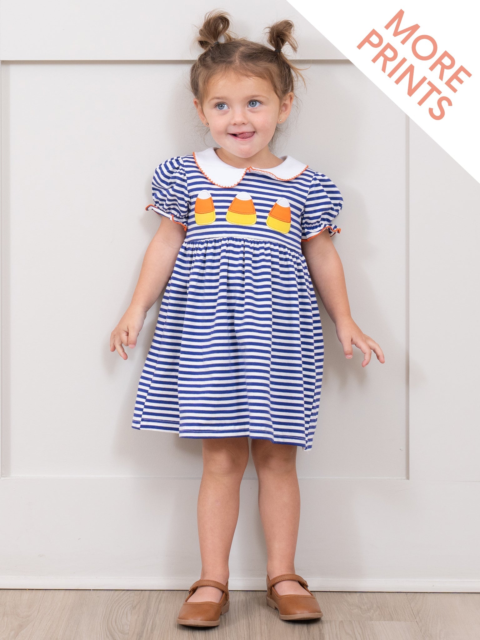 Spooky Treat Striped Dress in Candy Corn
