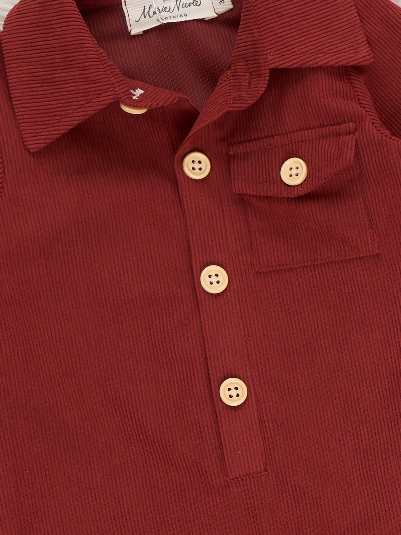 Classic Collared Button Up Long Sleeve Romper in Burnt Orange