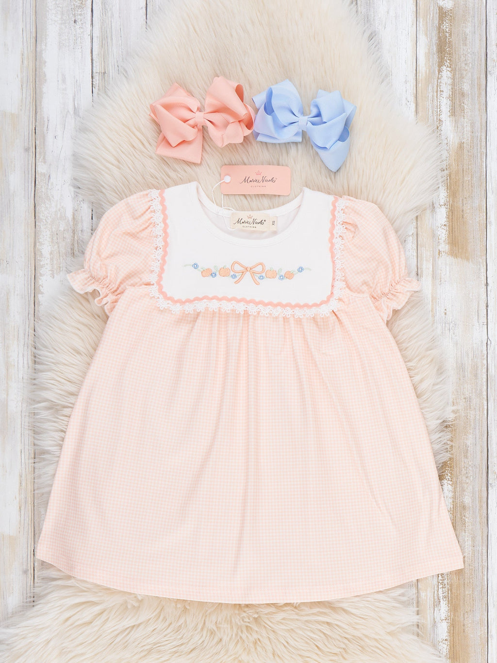 Country Ribbon Embroidered Puff Sleeve Ruffle Dress