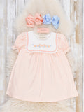 Country Ribbon Embroidered Puff Sleeve Ruffle Dress