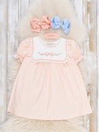Country Ribbon Embroidered Puff Sleeve Ruffle Dress