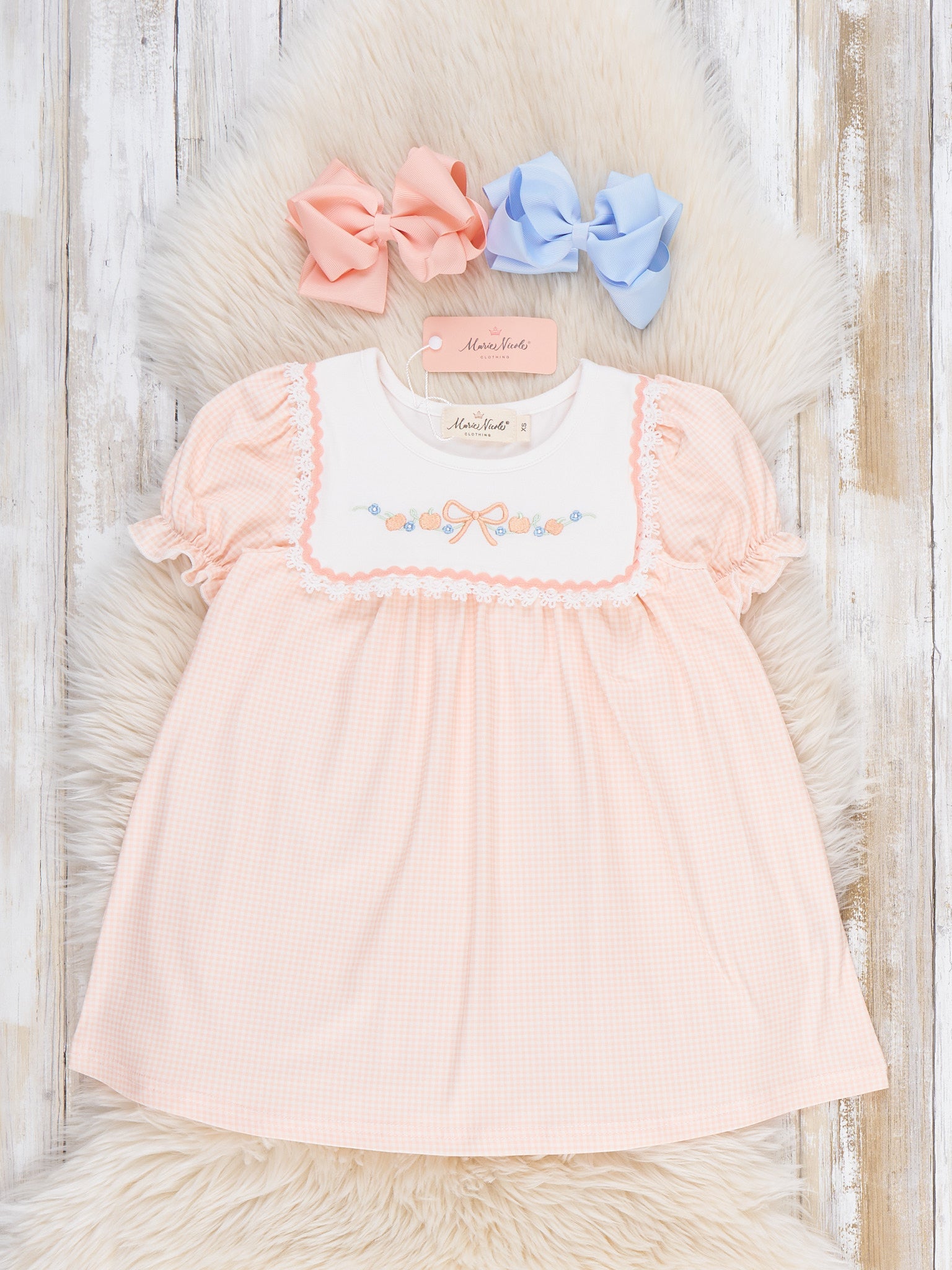 Country Ribbon Embroidered Puff Sleeve Ruffle Dress