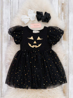 Starlight Jack-o-Lantern Embroidered Tulle Dress