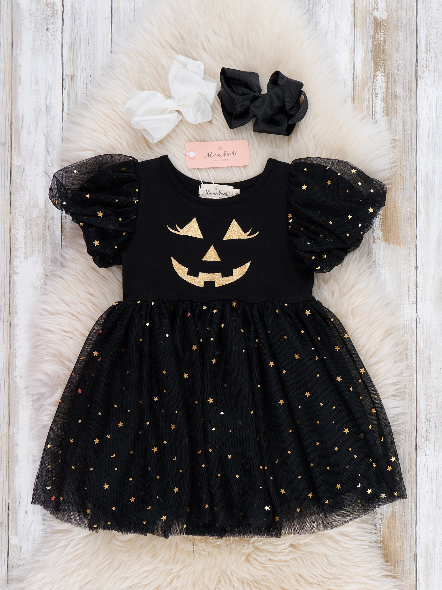 Starlight Jack-o-Lantern Embroidered Tulle Dress