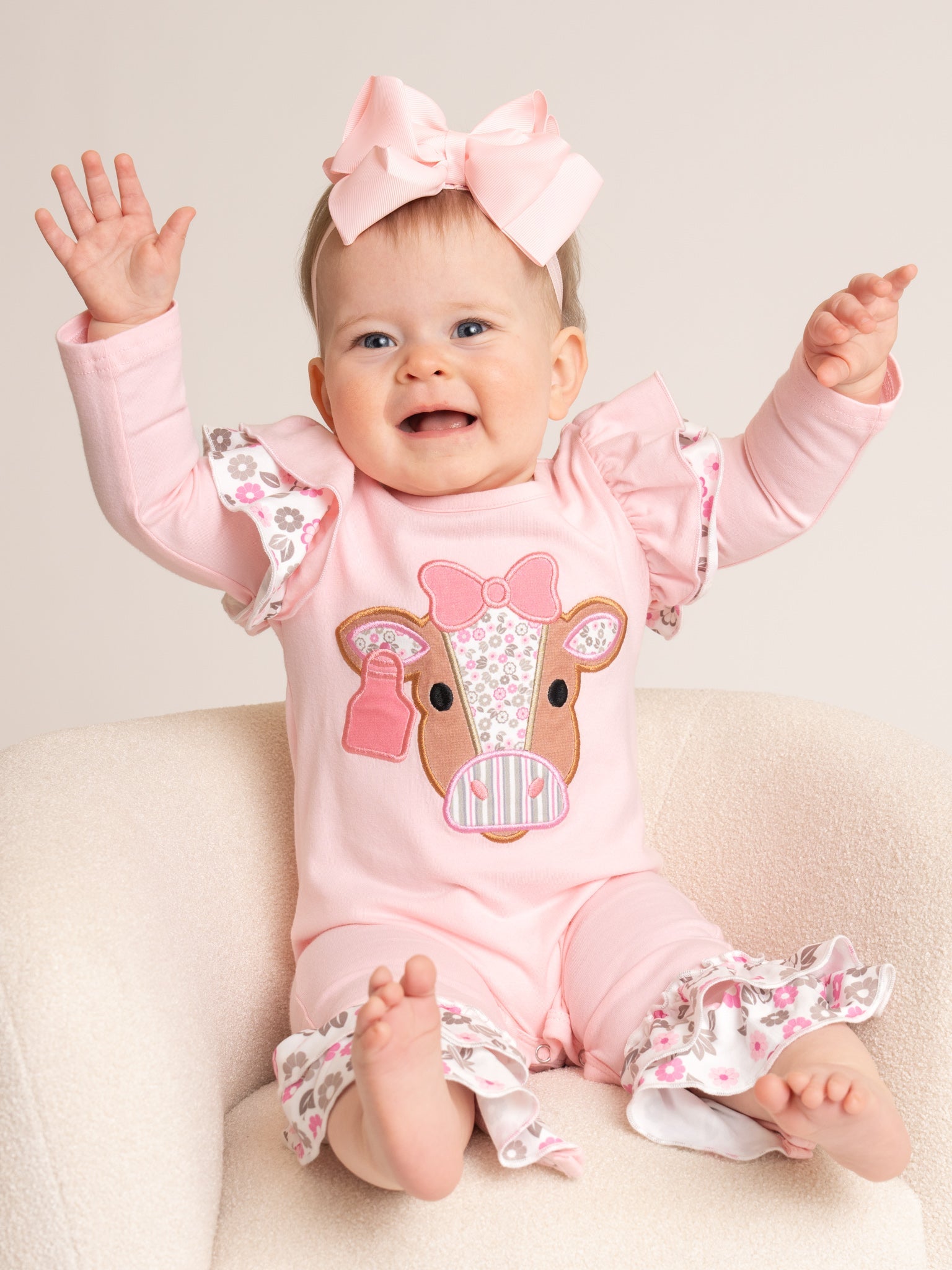 Floral Cow Cutie Ruffle Romper