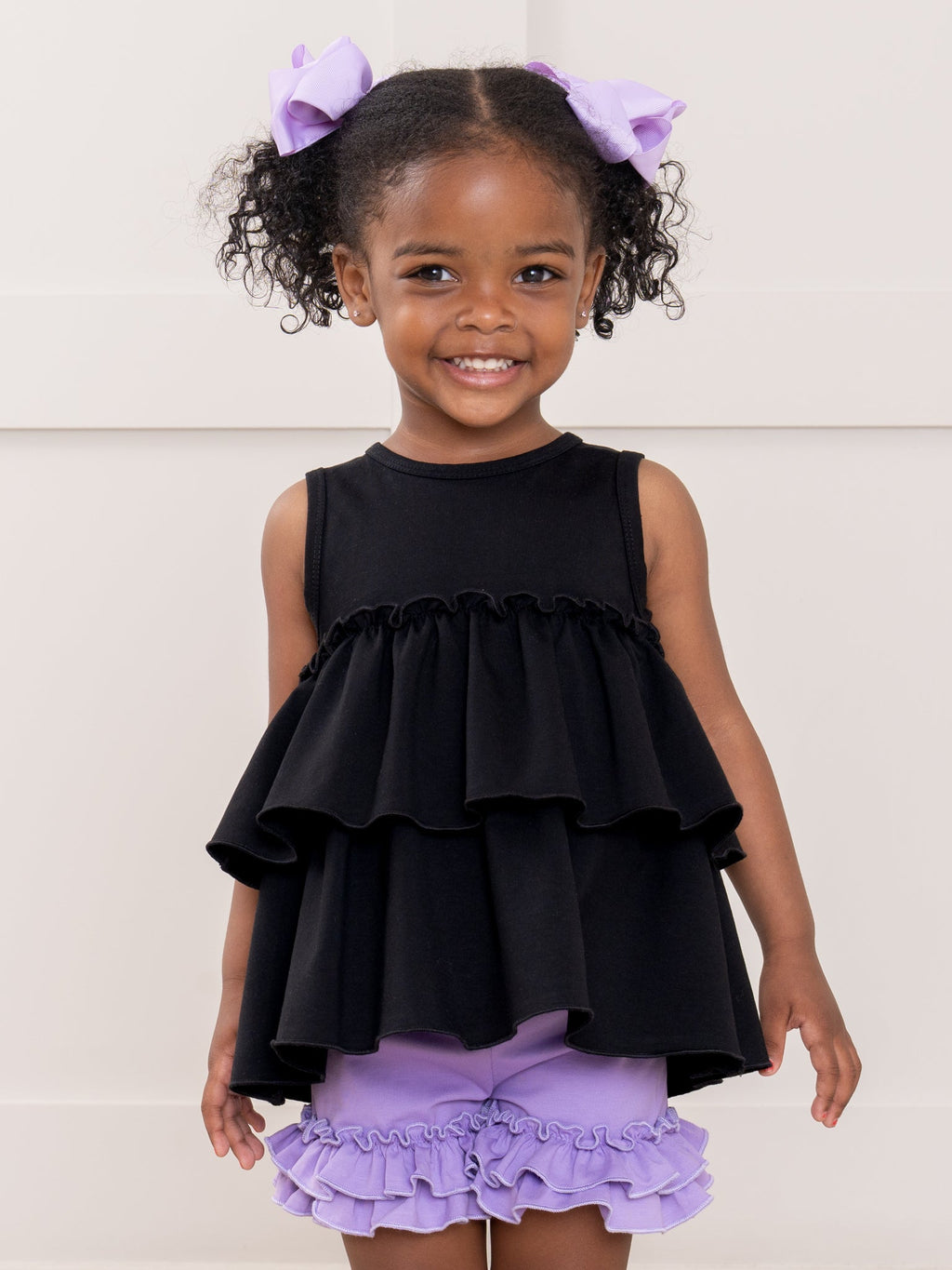 Cotton Ruffle Hem Shorts in Lavender