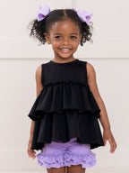 Cotton Ruffle Hem Shorts in Lavender