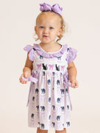 Halloween Whiskers Black Cat Embroidered Ruffle Dress