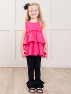 Cotton Bell Ruffle Leggings in Classic Black