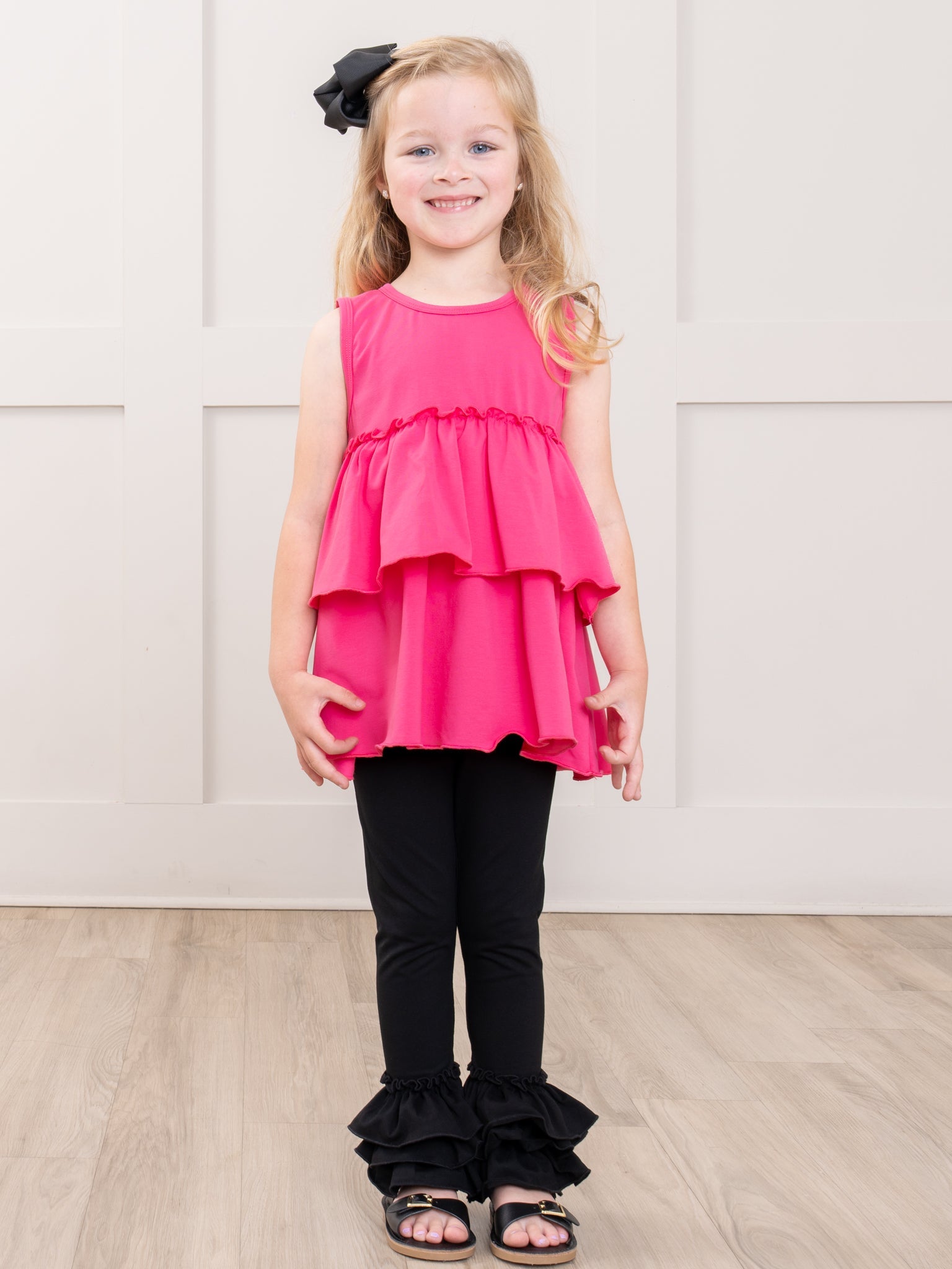 Cotton Bell Ruffle Leggings in Classic Black