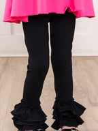 Cotton Bell Ruffle Leggings in Classic Black