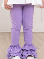 Cotton Bell Ruffle Leggings in Lavender