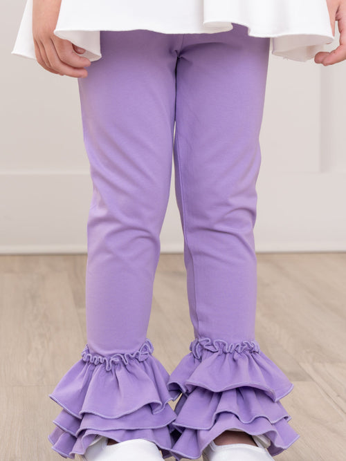 Cotton Bell Ruffle Leggings in Lavender