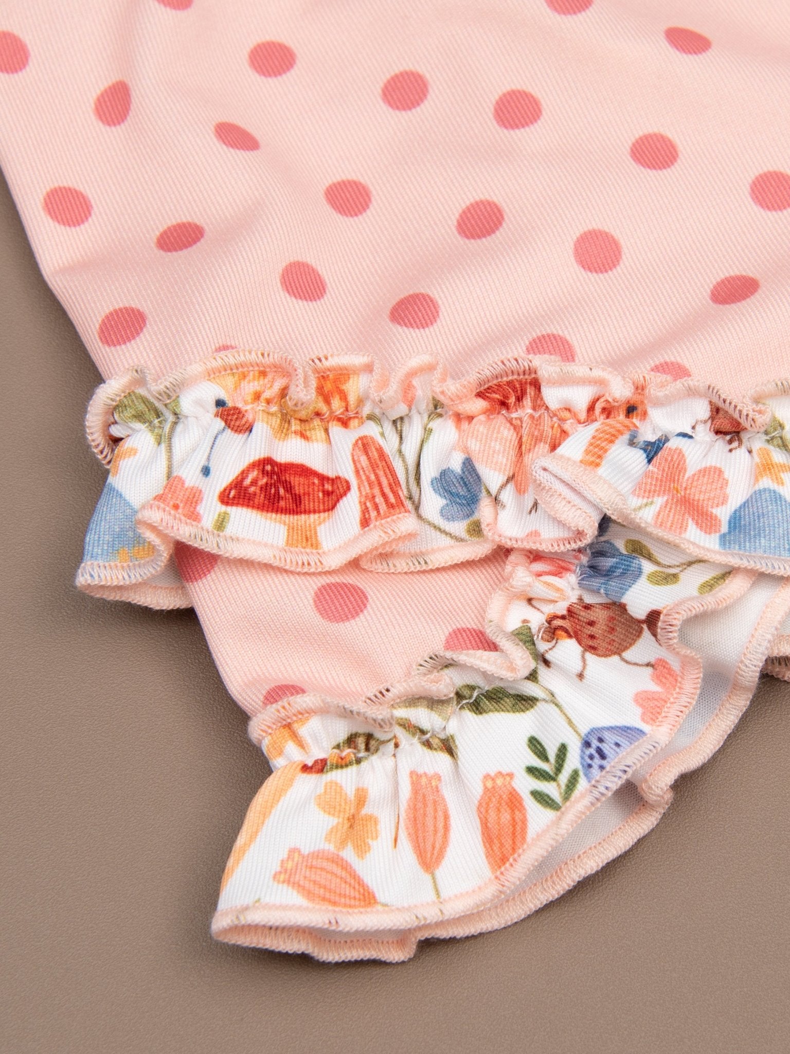 Polka Dot Garden Print Ruffle Hem Shorts