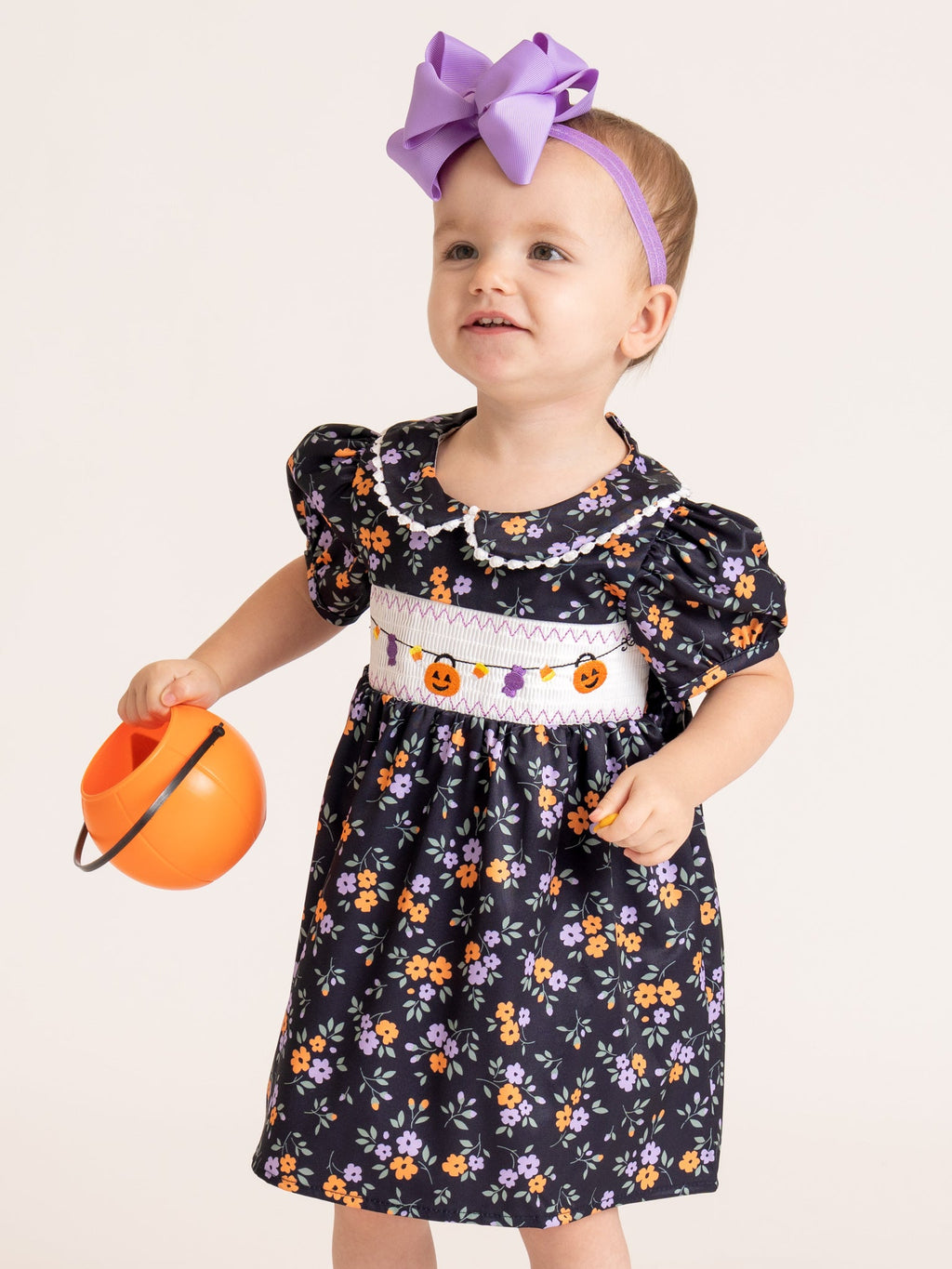 Spooky Season Smocked Dress in Ditsy Floral