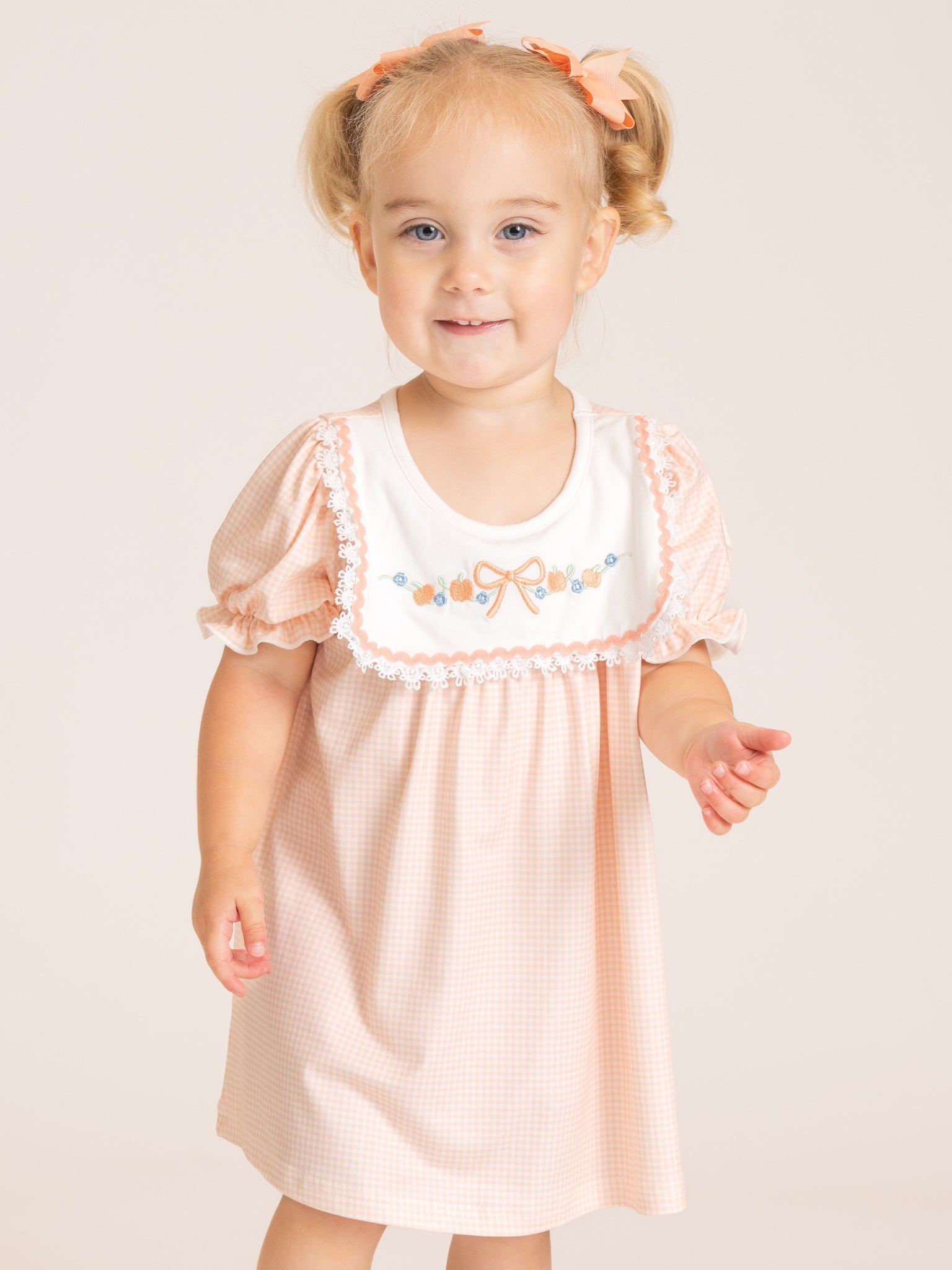 Country Ribbon Embroidered Puff Sleeve Ruffle Dress
