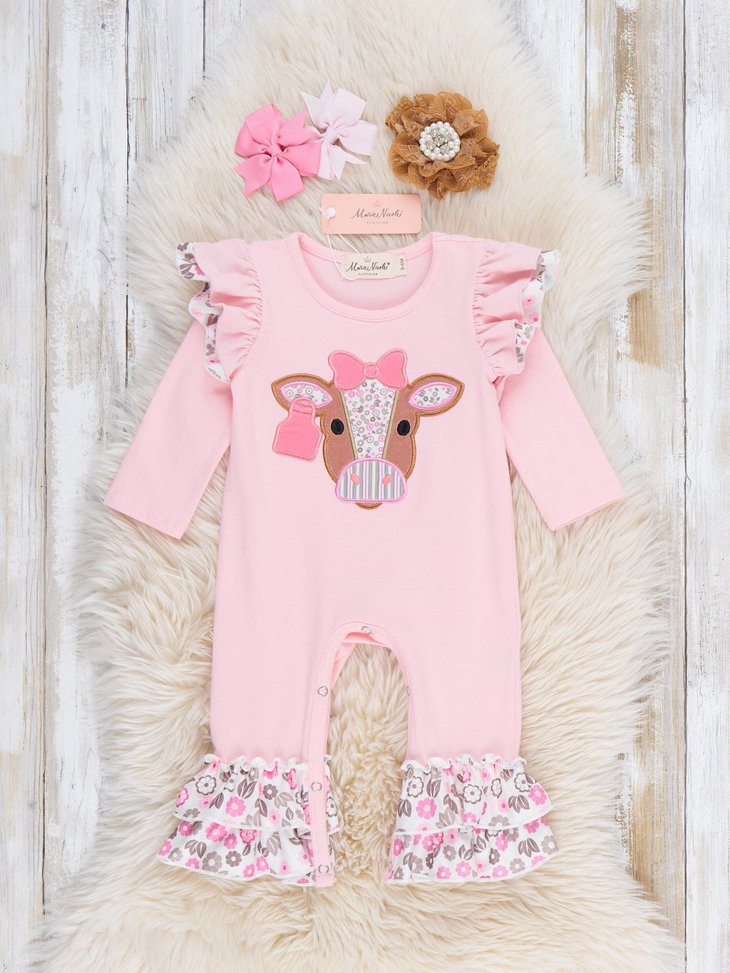 Floral Cow Cutie Ruffle Romper