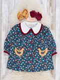 Garden Bloom Hen Embroidered Floral Pocket Dress