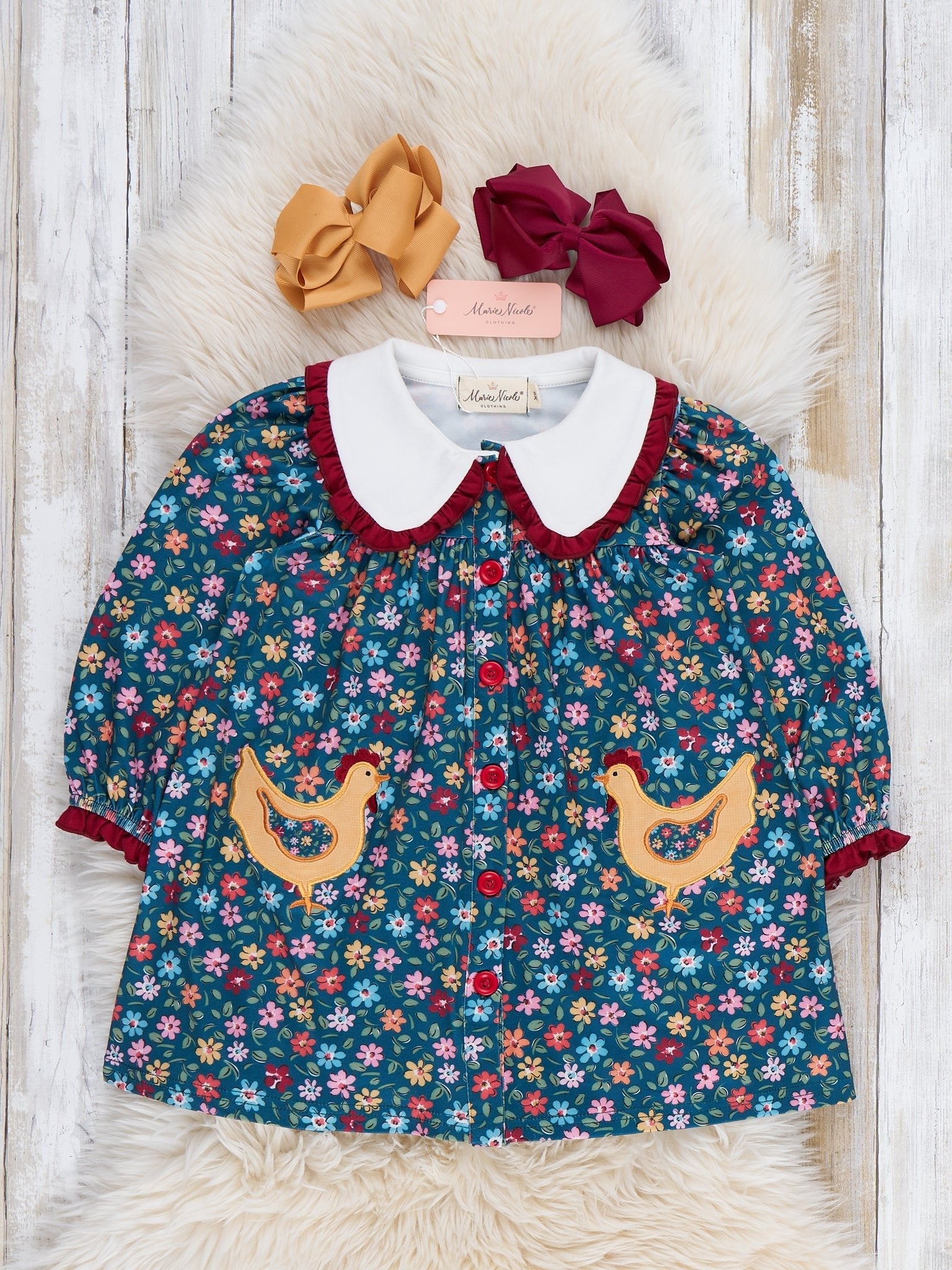 Garden Bloom Hen Embroidered Floral Pocket Dress