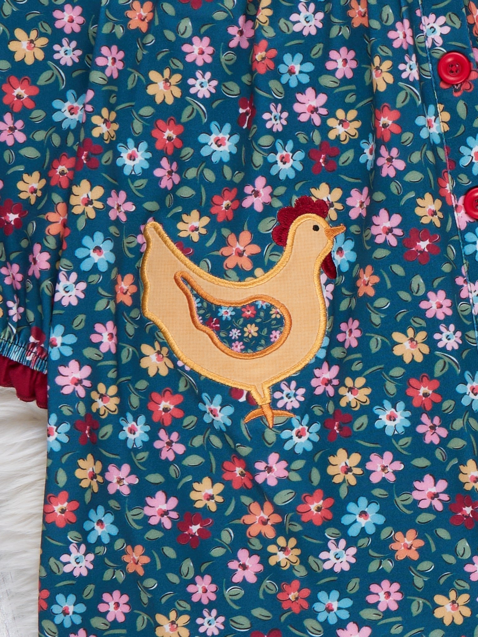 Garden Bloom Hen Embroidered Floral Pocket Dress