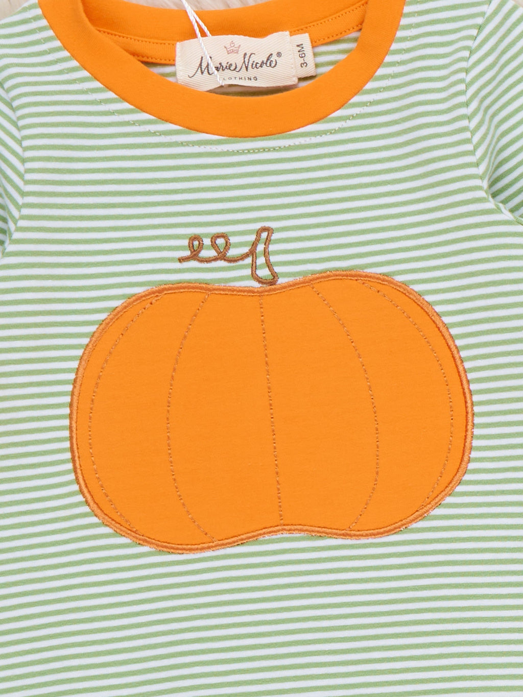 Harvest Pumpkin Embroidered Long Sleeve Snap Romper